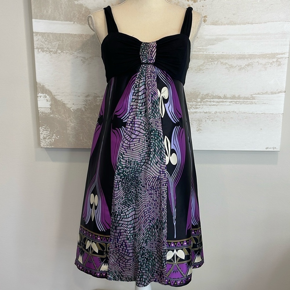 Single Dress Purple Silky Printed Dress size M
